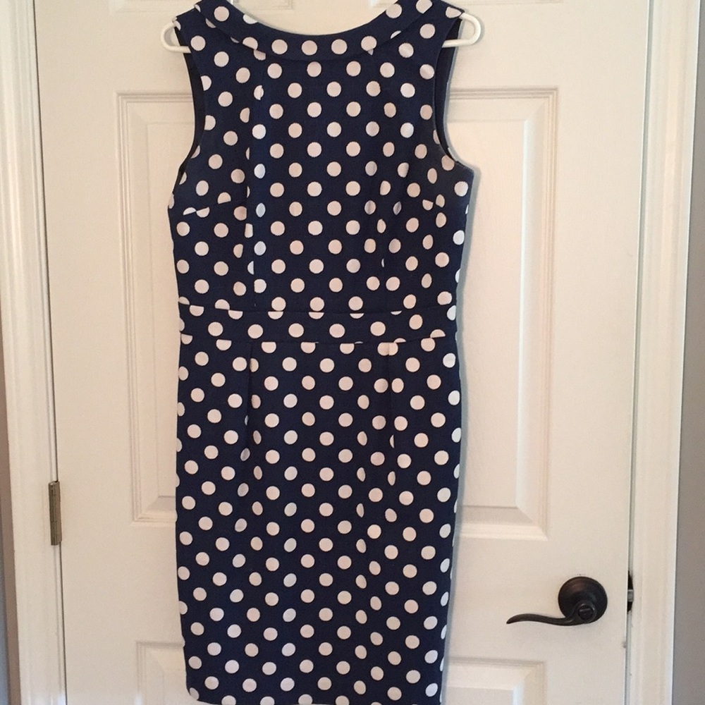 Boden navy and white polka for sheath dress
